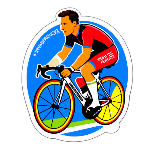 Sticker van Frank Vandenbroucke met fiets en medaille