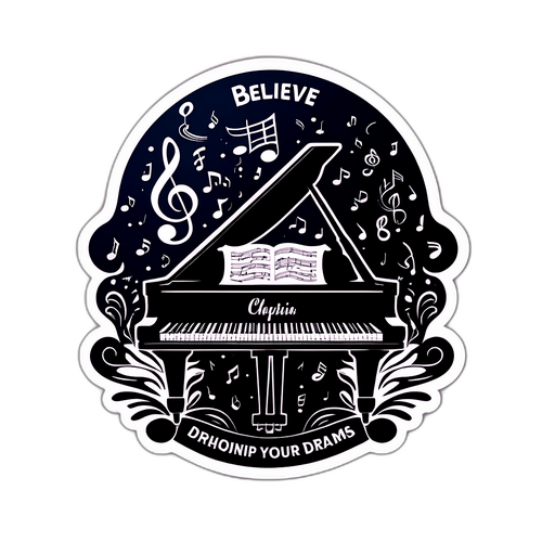 Stylowy naklejka z napisem 'Uwierz w swoje Chopinowskie Marzenia'