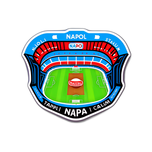 Sticker artistic al stadio Napoli plin de fani, în culorile echipei