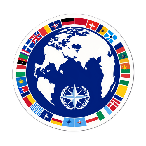 Reprezentare artistică a steagurilor NATO în formă de glob