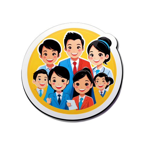 Mutlu Çalışan Figürleri Stickerı