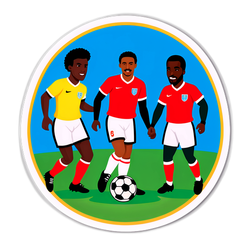 Huy hiệu cầu thủ bóng đá huyền thoại chơi cùng nhau trên sân cỏ