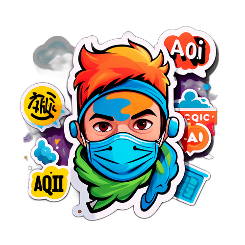 สติกเกอร์กราฟฟิตี้เกี่ยวกับความสำคัญของการติดตามค่า AQI ในชีวิตประจำวัน