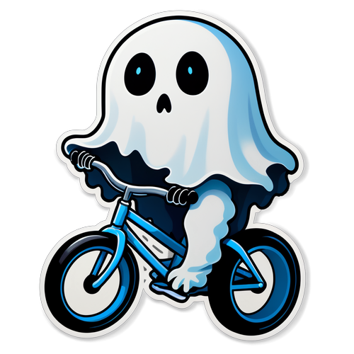 Cute Ghost Takes Over the Streets: A Spooky Bicycle Adventure!