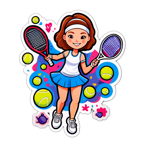 Whimsical Tennis Sticker