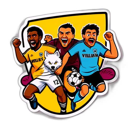 Pohlednice oslavující fotbalový zápas Wolves vs. Aston Villa