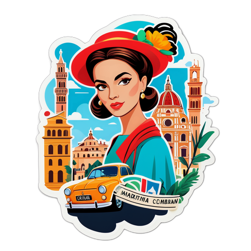 Chic Martina Colombari con Elementi di Moda e Monumenti Italiani