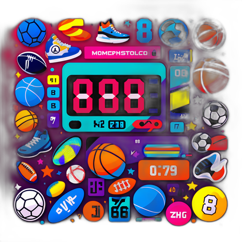 Ζωντανή οθόνη σκορ με πολύχρωμα νούμερα και εικονίδια διαφόρων σπορ