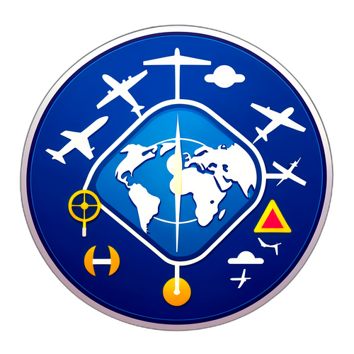 Hartă Aeriană cu Avioane și Semne de Navigație