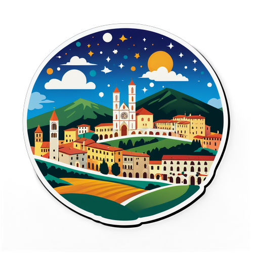 Paesaggio di Gubbio con Eventi Festivi