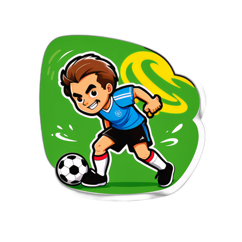 Naklejka przedstawiająca trening piłkarski w stylu komiksowym