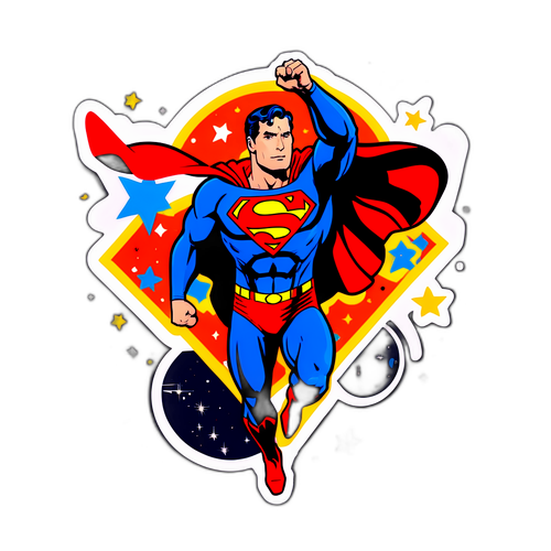 Uzay Temalı Superman Amblemi Stickerı
