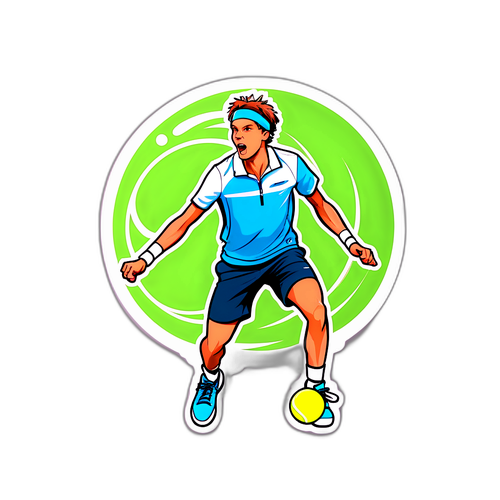 Sticker cu Jannik Sinner jucând tenis