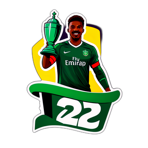 Carabao Cup-trofén med fotbollsspelare