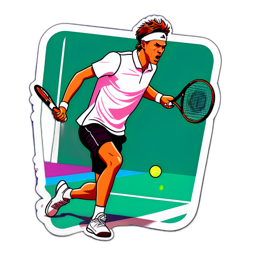 Stiker Bergaya Jannik Sinner di Lapangan Tenis