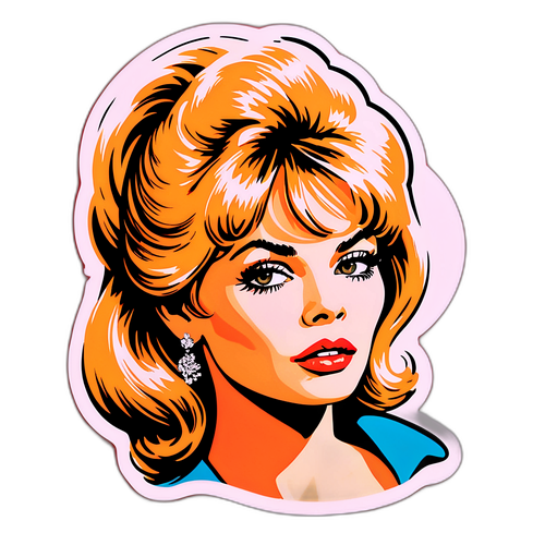 Adesivo vintage di Brigitte Bardot con estetica glamour degli anni '60