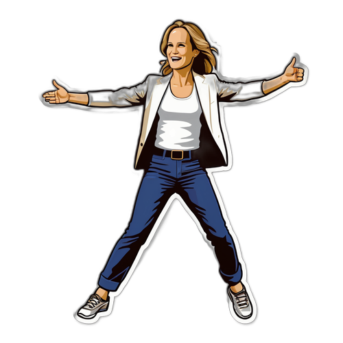 Sticker mit Helen Hunt in dynamischer Pose für eine aufregende Filmrolle