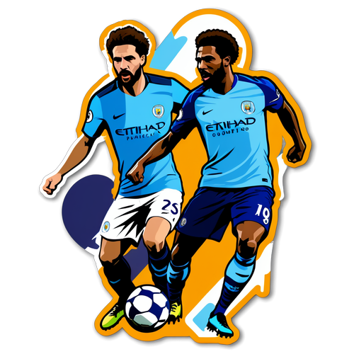 Farverig sticker af Man City vs Chelsea