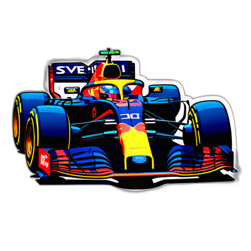 Conception d'une voiture de Formule 1 avec les couleurs et logos de Max Verstappen et ses rivalités
