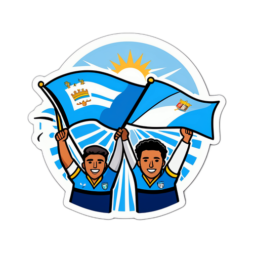 Sticker ya Lazio ikionesha wapenzi wa timu wakiwa na bendera
