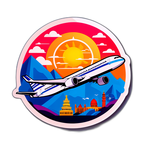 מדבקת מטוס מעל אתרים מפורסמים