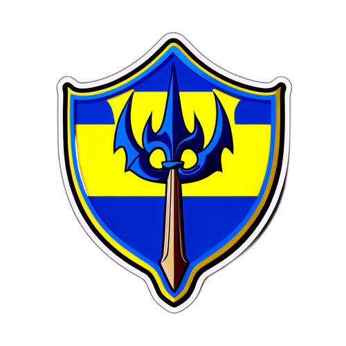 Ілюстрація тризуба на фоні українського прапора, що символізує єдність і силу