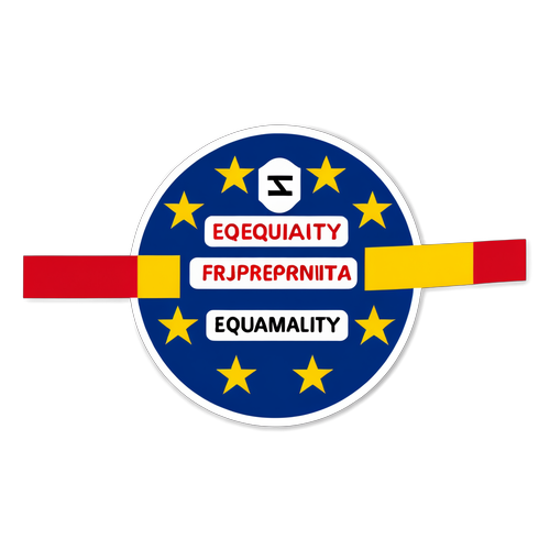 Sticker cu valori europene: libertate, egalitate, fraternitate