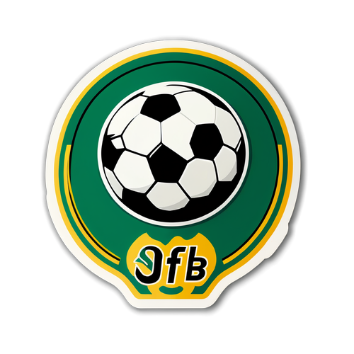 Aufkleber des DFB-Logos mit dynamischer Fußballszene