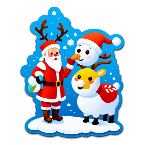 溫馨的冬季童話：聖誕老人與雪人和馴鹿的故事