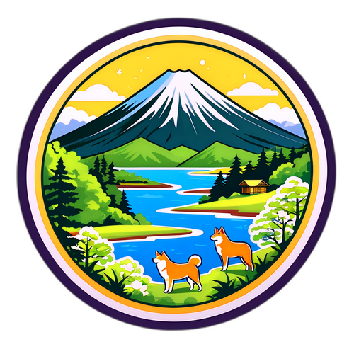 秋田県の自然と名所を描いたデザイン