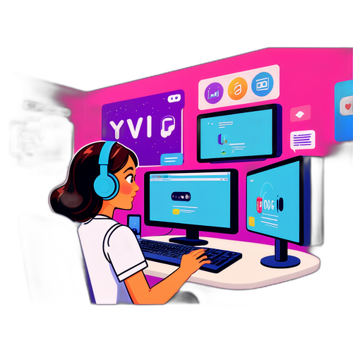 女性主播在直播间忙碌的插图