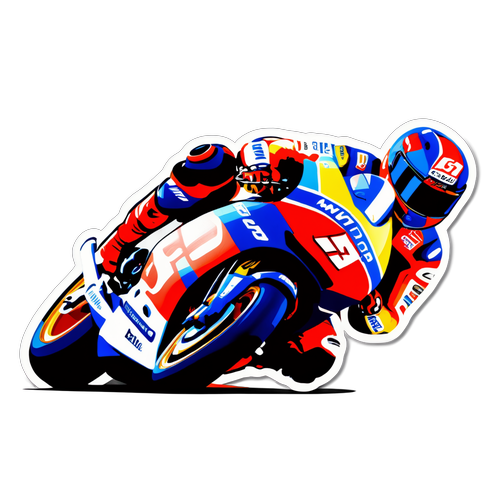Ein Aufkleber, der die besten Momente der MotoGP-Geschichte in kleinen Bildern festhält