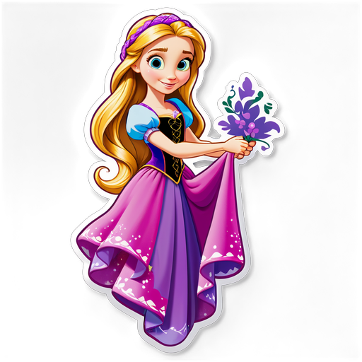 Discover the Magical World of Rapunzel: A Vibrant Sticker Symbolizing Nature's Beauty! 🌸✨