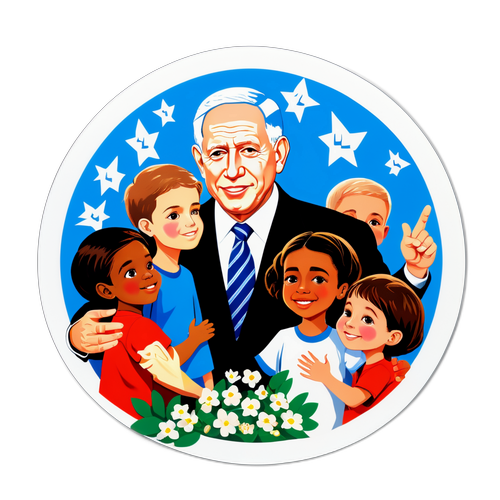 Президент Израиля и дети, символизирующие надежду на мир