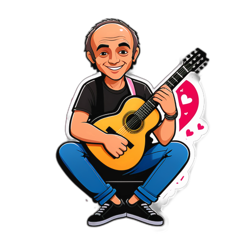 Autocollant de Pascal Obispo avec une guitare