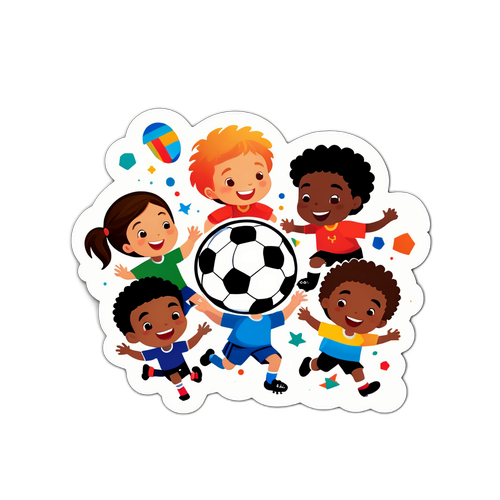 Copii jucând fotbal împreună