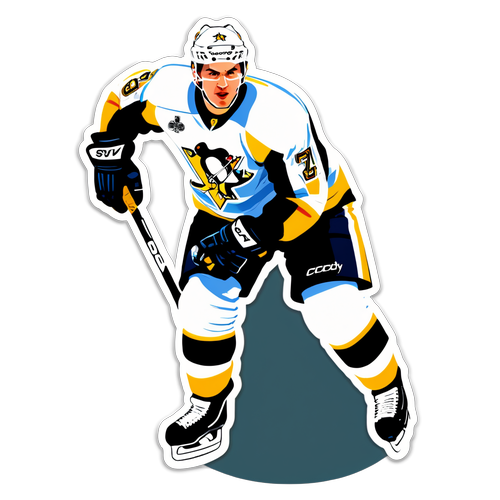 Sticker av Sidney Crosby i en stridsposition