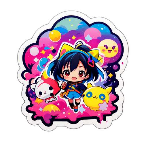 Sticker na Inspirado ng Anime na Estetika