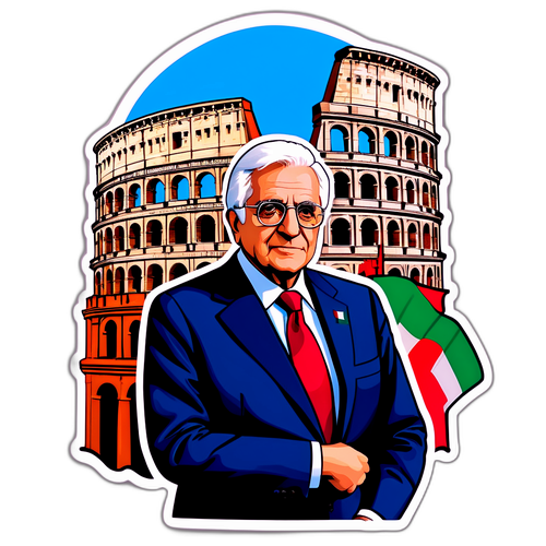 Artistieke weergave van Sergio Mattarella