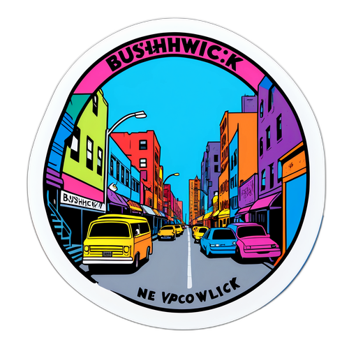 Sticker mit künstlerischer Darstellung von Bushwick