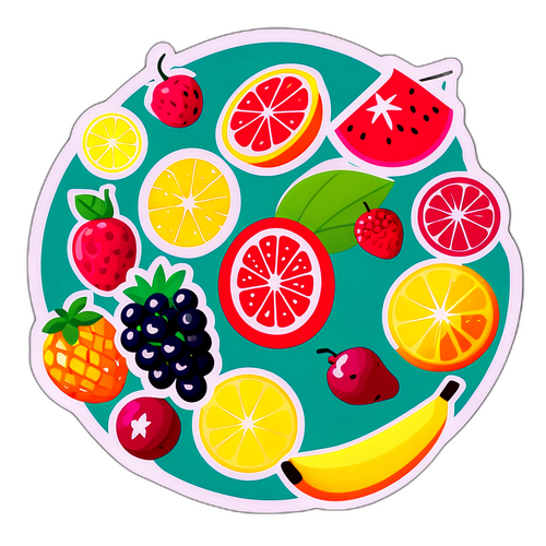 Sticker tháng Tám với hình ảnh trái cây mùa hè