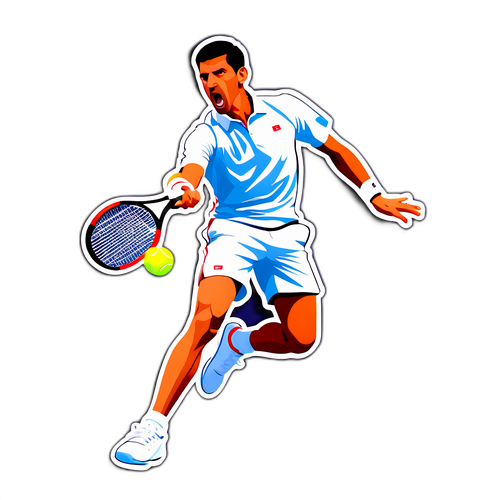 노박 조코비치의 유명한 포즈에서 영감을 받은 테니스 스티커