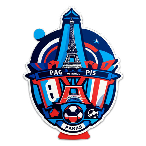 Sticker vui nhộn về PSG với biểu tượng Tháp Eiffel