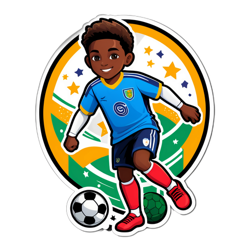 미래 축구 스타를 주제로 한 스티커 디자인