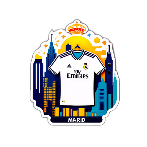 Tricoul alb al Real Madrid cu peisajul orașului Madrid
