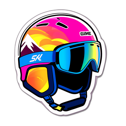 Coole Skihelm Sticker voor de Winterspelen 2026