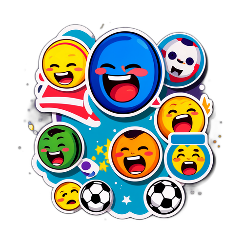 מדבקת קריקטורה חמודה של כדורגל עם פרצופים
