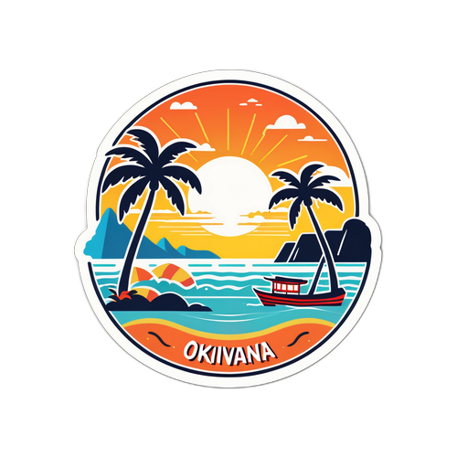 Ilustracja Okinawy z palmami i plażami
