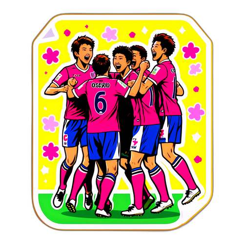 Stiker Pemain Cerezo Osaka Merayakan Gol
