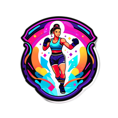 Création d'un autocollant vibrant avec des motifs lumineux et des designs géométriques inspirés du kickboxing